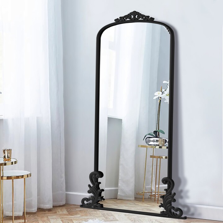 Neutypechic Modern Arched Full-Length Solid Iron Carving Floor Mirror ...