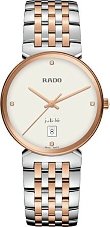 Rado Unisex Florence Classic Diamonds Quartz Analog White Dial Two-Tone Stainless Steel Bracelet Watch