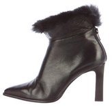 Thumbnail for your product : Sonia Rykiel Leather Fur-Trimmed Ankle Boots