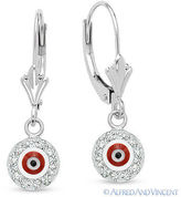 Thumbnail for your product : Evil Eye Bead Turkish Nazar Greek Circle Charm Dangling Drop Earrings 14k Gold