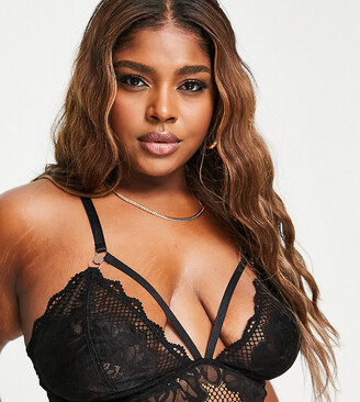 Figleaves Curve Amore lace and fishnet detail bralette with lace