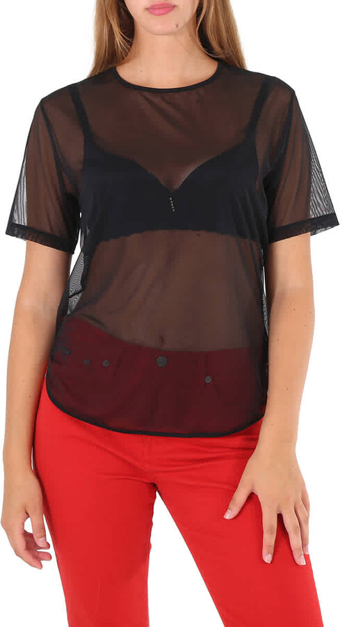 Ladies Black Loose Fit Tulle Shirt