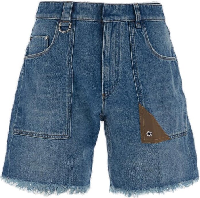Fendi Logo-Patch Denim Shorts