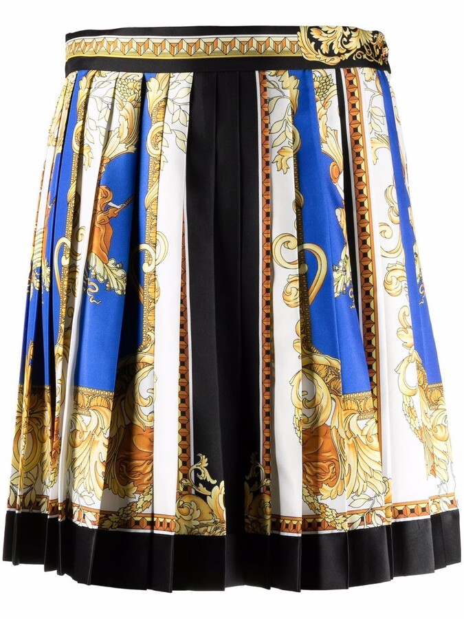 Versace Medusa Renaissance print pleated skirt - ShopStyle