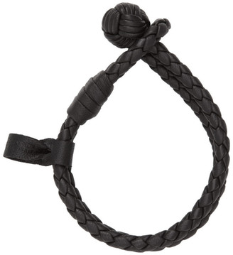 Bottega Veneta Black Woven Leather Bracelet