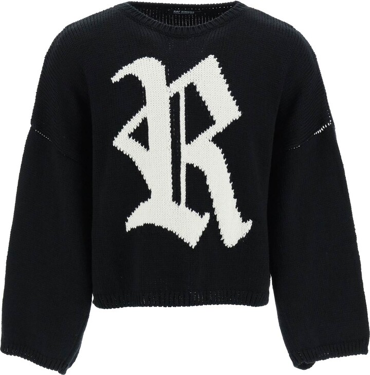 Raf Simons Jacquard 'R' Oversized And Cropped Pullover - ShopStyle