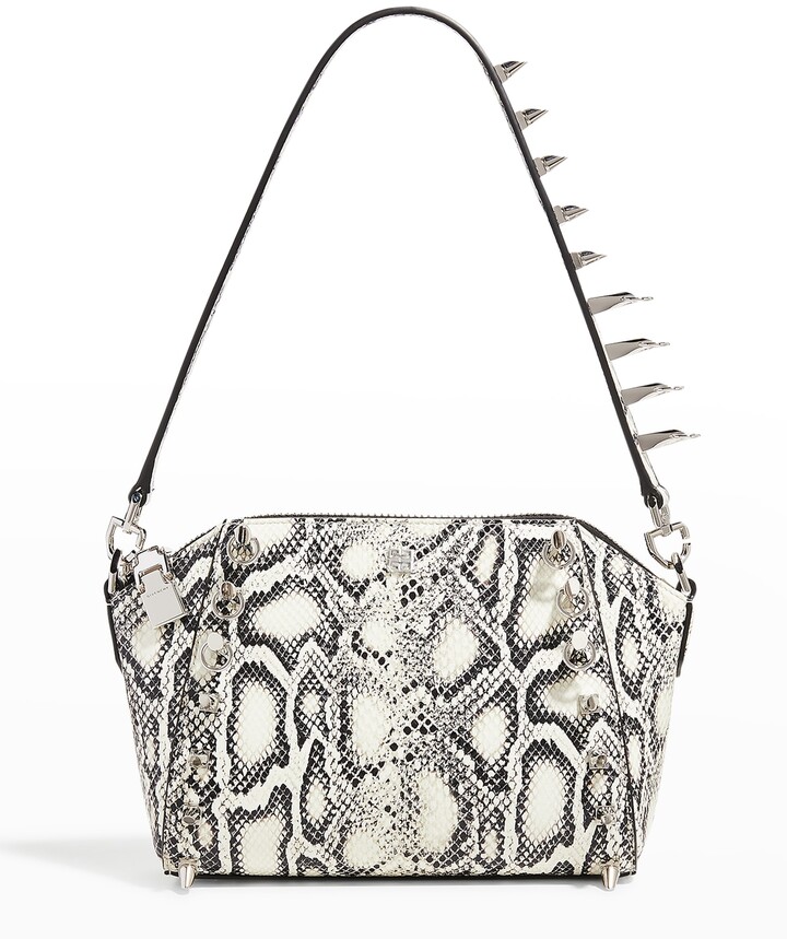 white snake print bag