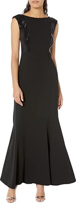 Calvin Klein Sleeveless Gown with Foil Knit Panels