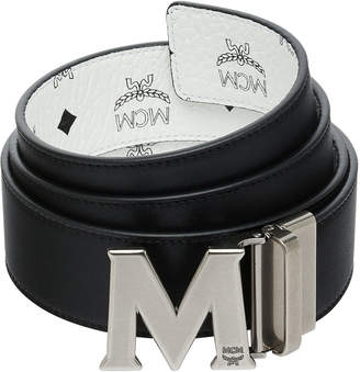 MCM Men's Visetos Reversible M-Buckle Monogram Belt