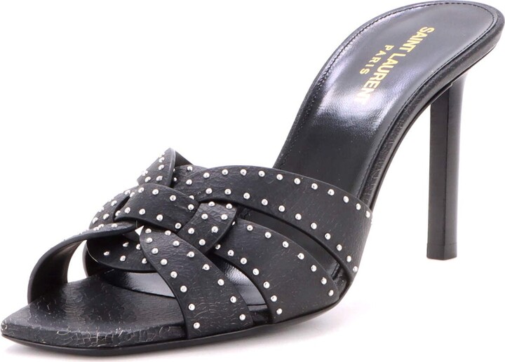 Saint Laurent Women's Tribute Heeled Mules Studded Leather 85