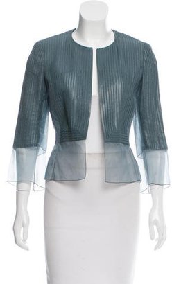 Akris Leather-Paneled Silk Jacket w/ Tags