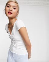 Thumbnail for your product : And other stories & rouche front cropped t-shirt in white