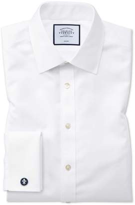 Charles Tyrwhitt Classic Fit White Non-Iron Twill Cotton Dress Shirt Single Cuff Size 15/33