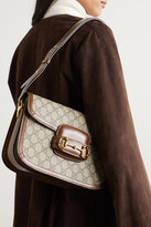 Thumbnail for your product : Gucci Horsebit 1955 Leather-trimmed Printed Coated-canvas Shoulder Bag - Brown - One size
