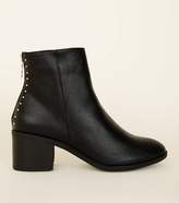 Thumbnail for your product : New Look Black Stud Trim Block Heel Ankle Boots