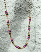 Thumbnail for your product : ASOS DESIGN necklace with colourful beads in gold tone