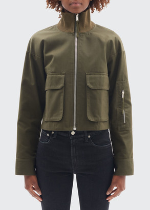 green canvas bomber jacket