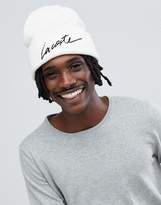 Thumbnail for your product : Lacoste Live L!VE text logo beanie in white