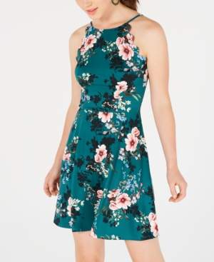BCX Juniors' Floral-Print Scalloped Fit & Flare Dress