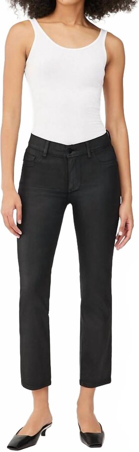 DL1961 - Women's Mara Straight Mid Rise Jeans In Black Coated