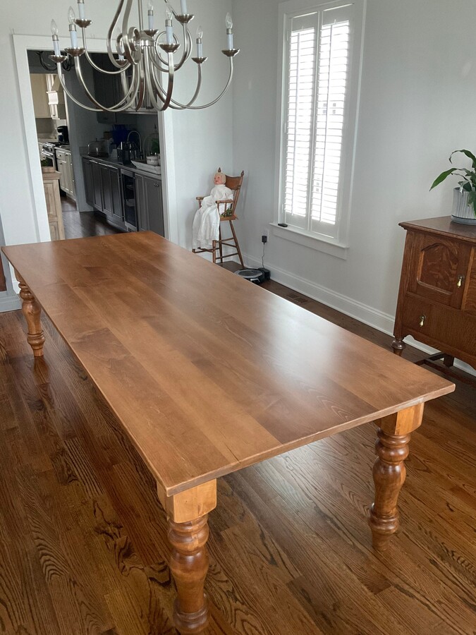 Etsy Handmade Farmhouse Maple Dining Table | Spindle Leg Hardwood