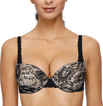 YANDW Sexy Lace Push Up Balconette Bra Padded Underwire Plunge Lift Add One  Cup Demi T-Shirt Bras - black - 36A - ShopStyle