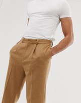 Thumbnail for your product : ASOS DESIGN Tall tapered smart trouser in textured camel