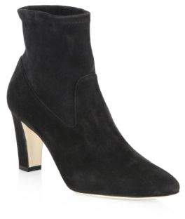 Manolo Blahnik Pascalow 70 Stretch Suede Booties