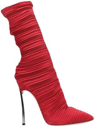 Casadei Blade Red Pleated Ankle Boots