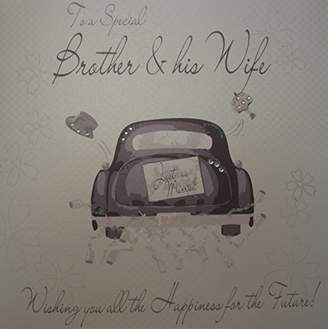 DAY Birger et Mikkelsen WHITE COTTON CARDS Large Car Design To a Special Brother and his Wife Handmade Wedding Card