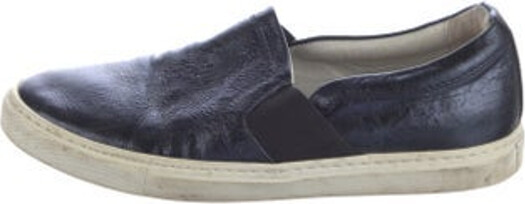 Lanvin Leather Slip-On Sneakers Blue & Metallic Round-Toes Unfortunately, due to restrictions, this item may not be eligible for shipping in all areas. | Lanvin Leather Sneakers in Blue/Metallic, Women's IT 36 | 6