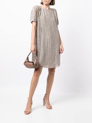 pleated shift dress