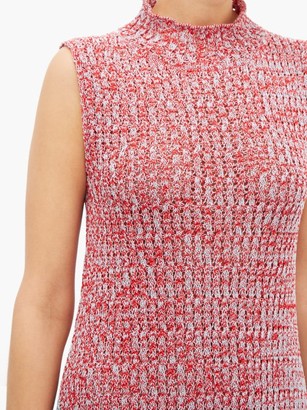 Jil Sander Crochet-hem Knitted Cotton-mouline Dress - Red Multi