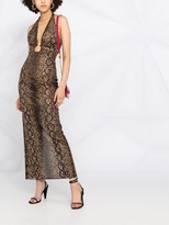 Thumbnail for your product : Versace python-studded O-ring halterneck dress