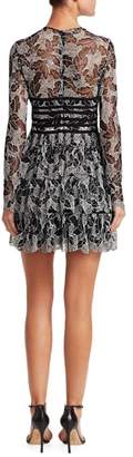 Halston Strapping Detail Lace Dress