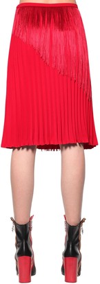 Marco De Vincenzo Fringed Pleated Cady Midi Skirt