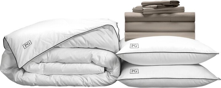 Pillow Guy Classic Cool & Crisp 100% Cotton Percale, White Down Perfect Bedding Bundle