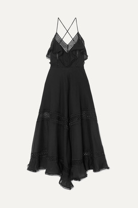 Charo Ruiz Ibiza Sabine Crocheted Lace-paneled Cotton-blend Dress