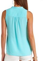 Thumbnail for your product : Charlotte Russe Sleeveless Button-Up Top