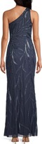 Thumbnail for your product : Aidan Mattox One-Shoulder Beaded Slit Gown