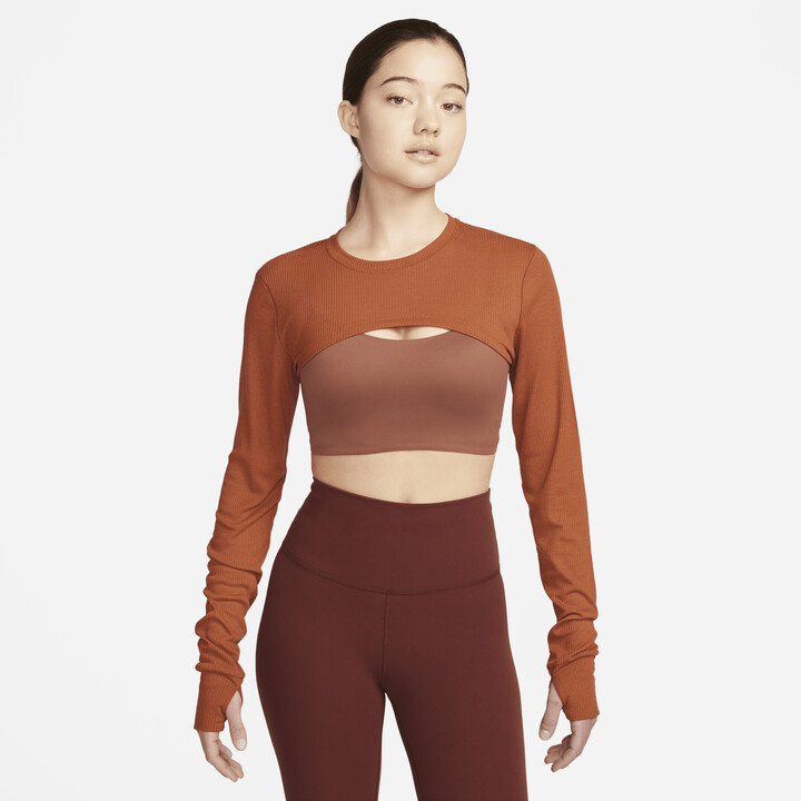 Nike Women's Yoga Luxe Shrug in Brown - ShopStyle Cardigans