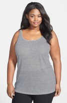 Thumbnail for your product : Eileen Fisher Stripe Organic Linen Long Tank (Plus Size)