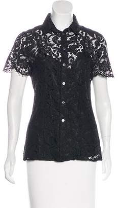 Burberry Short Sleeve Lace Top