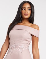 Thumbnail for your product : Chi Chi London bardot high low midi dress in mink