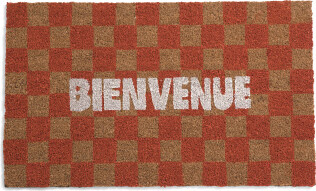 TJMAXX 18X30 Bienvenue Checks Welcome Coir Doormat