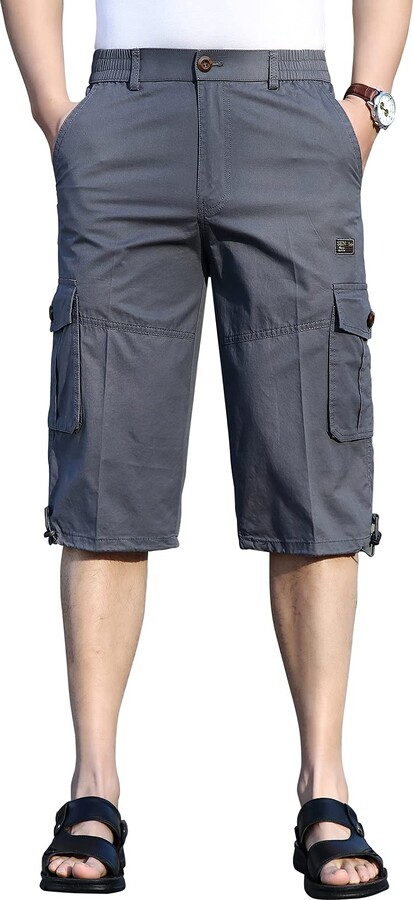 Panegy Mens Cotton Loose Fit Multi Pocket Cargo Shorts Big and Tall Shorts 