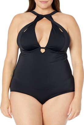 City Chic Women's Apparel Women's Plus Size Underwired one-Piece with Keyhole and Strap Detail