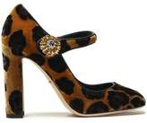 Thumbnail for your product : Dolce & Gabbana Crystal-Embellished Leopard-Print Velvet Mary Jane Pumps