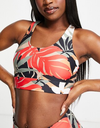 Gilly Hicks Go co-ord high neck sports bra in palm tree print