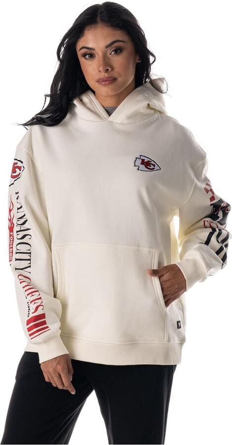 The Wild Collective Men's and Women's Cream Kansas City Chiefs Stacked Graphic Sleeve Fleece Hoodie